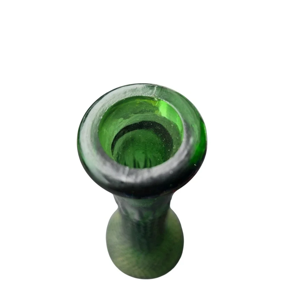 Vintage Emerald Green Hobnail Genie Bottle Glass Decanter Vase 15.5 Inch MCM